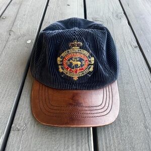 Vintages 90’s RARE Polo Ralph Lauren corduroy leather brim hat